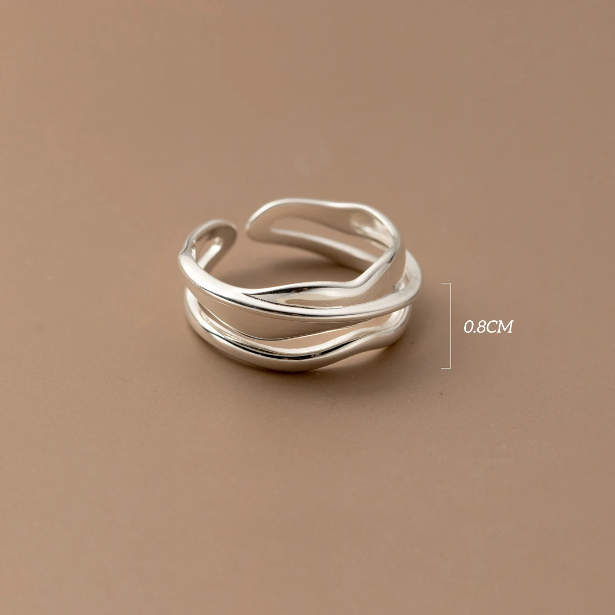 MODIAN 925 Sterling Silver Irregular Line Trendy Open Ring Size 6-8 Simple Stackable Wave Finger Rings For Women Fine Jewelry 240125