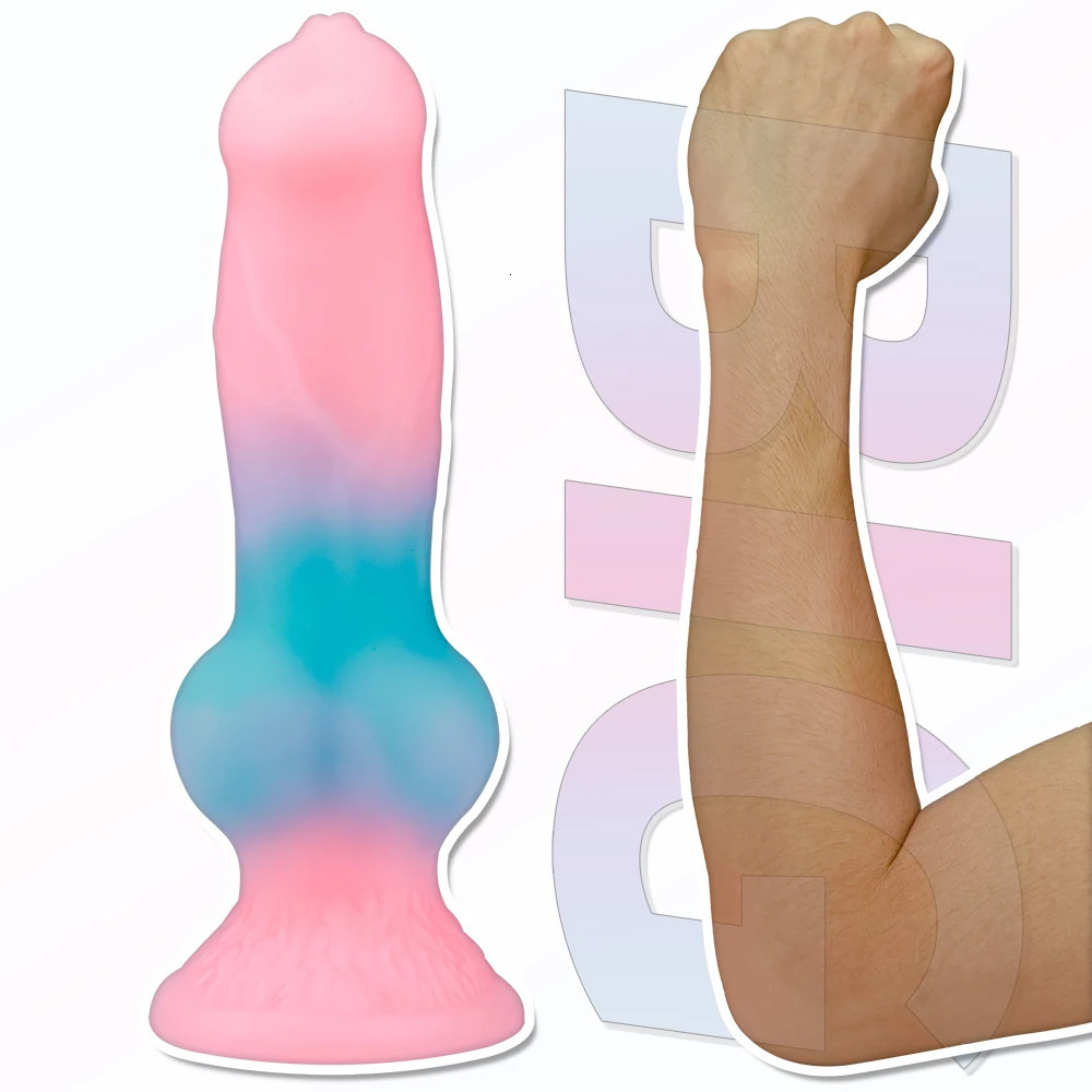 Silicone Soft Animal Penis Big Dog Dick Huge Luminous Dildo Anal Plug Female Masturbation Suction Cup Luminous Adult Sex Toys 18 240129