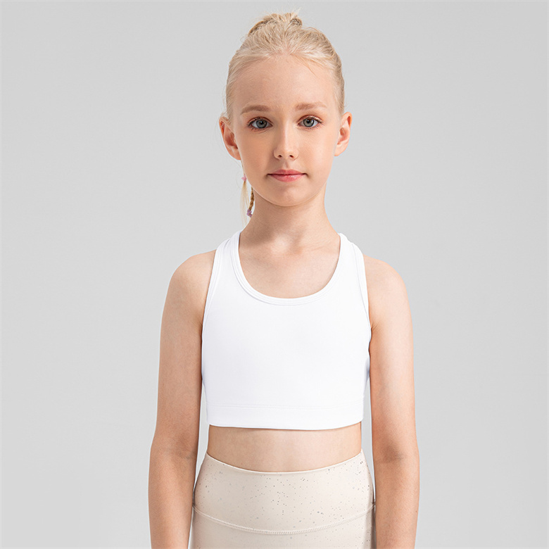LM Kids Yoga Sports Bra Short Sleeve for Girls Tank Top reathable Seamless Quick Dry Children's Fintness Sports Summer T Shirt 33106