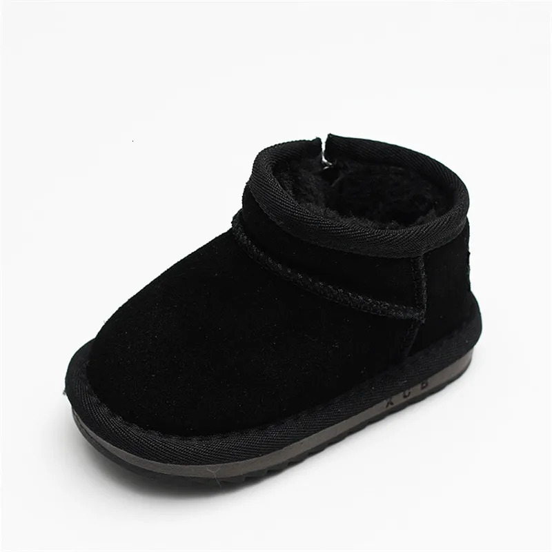Children Winter Suede Upper Boots Baby Warm Soft Toddler Snow Boots Boys And Girls Fashion Quality Cotton Shoes With Thick Fur 240127