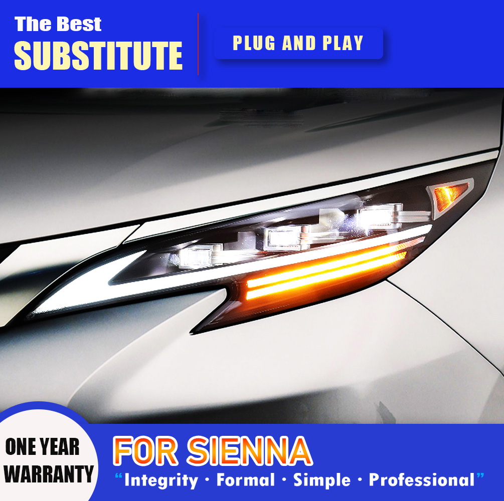 Car Accessories DRL Daytime Running Light Front Lamp For Toyota Sienna LED Headlight Assembly 21-22 Streamer Turn Signal Indicator