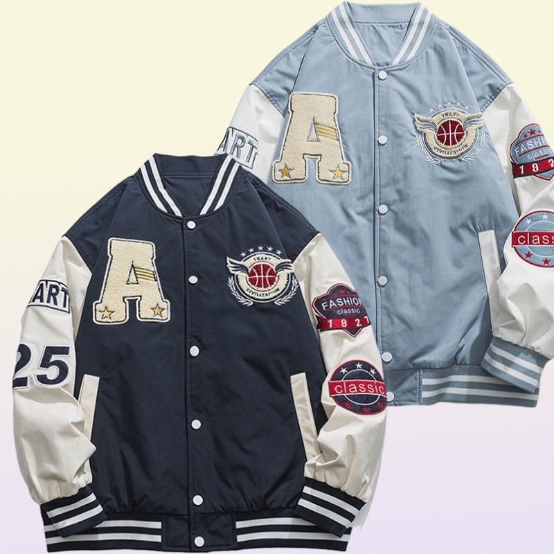 Mens Jackets Thin Light Letterman A Embroidery Patchwork Stadium Award University Men Baseball Bomber Jacket Unisex Women Varsity