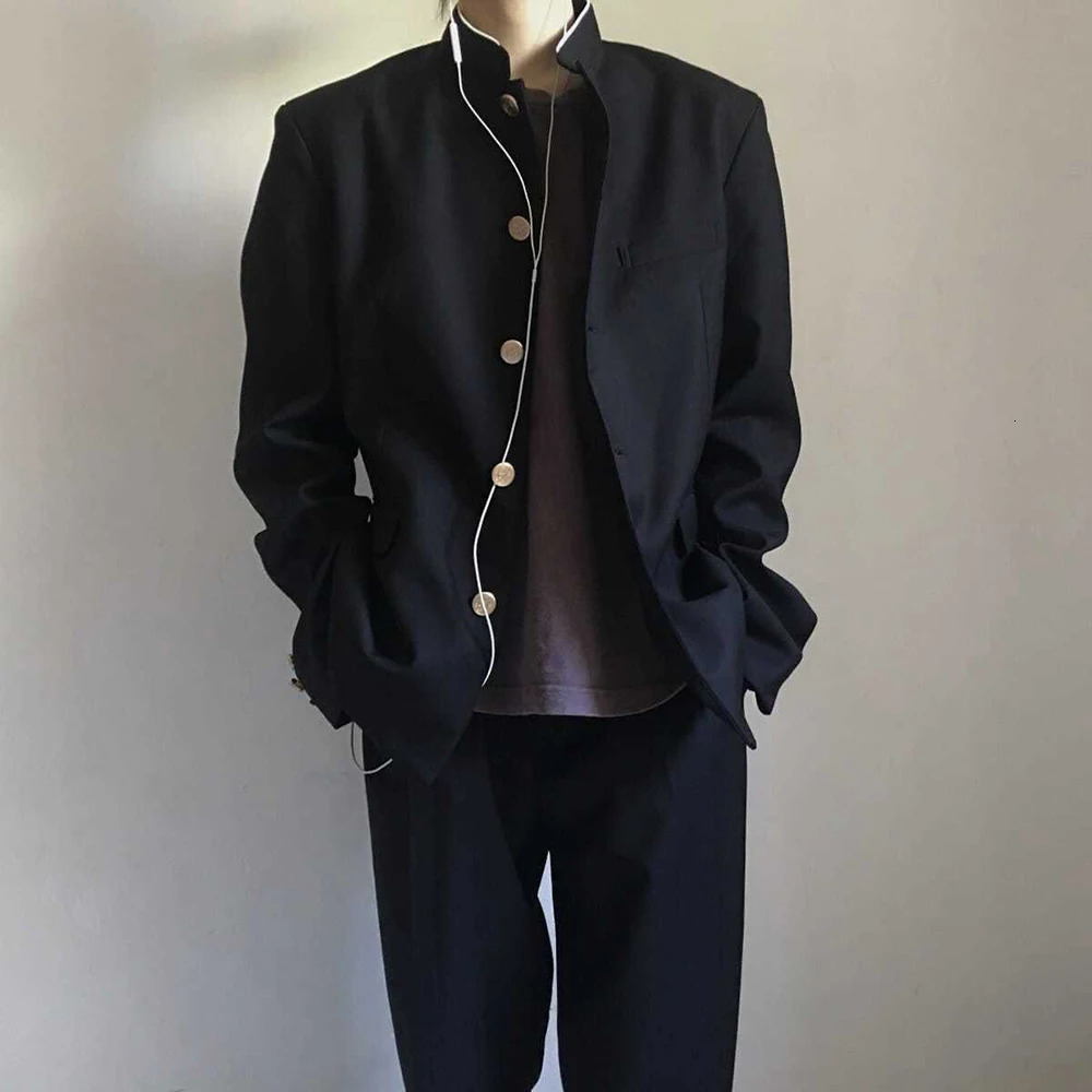 Japanese College Uniform Jacket Stand-up Collar Suit Jacket Top Mens Spring Summer College Wind Trend Men Coat School Uniform 240126