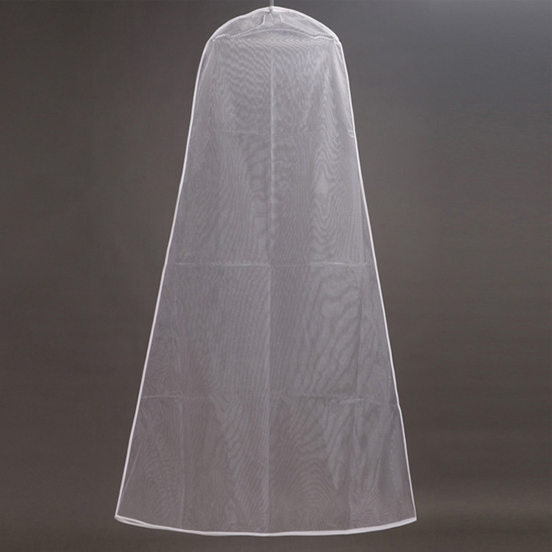 Illusion White Crystal Gauze Wedding Dress Dust Cover Long Wedding Gown Bag Dustproof Breathable transparent