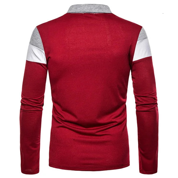 Men's Long Sleeve Contrasting Colors Polo T-shirt Casual Polo Shirts 240125