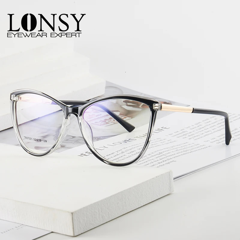 LONSY Retro Cat Eye Reading Glasses Frame Women Anti Blue Light Computer Eyeglasses Presbyopic Diopters 100 200 300 400 240118