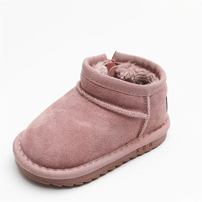 Children Winter Suede Upper Boots Baby Warm Soft Toddler Snow Boots Boys And Girls Fashion Quality Cotton Shoes With Thick Fur 240127