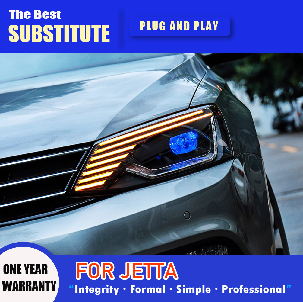 Front Lamp Dynamic Streamer Turn Signal For VW Jetta MK6 LED Headlight Assembly 12-18 Daytime Running Light Car Accessories