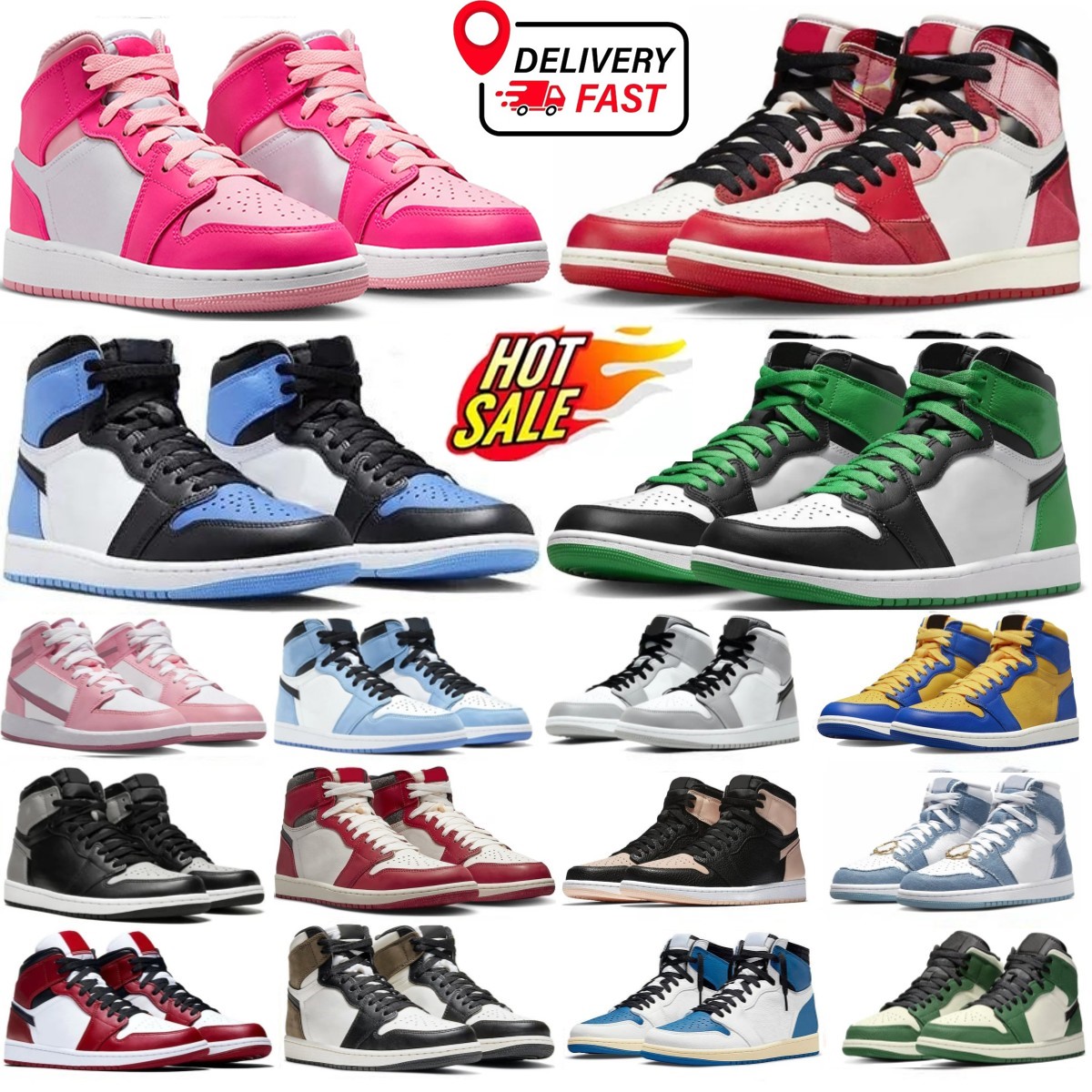 1s High basketball shoes OG Mens 1 Valentine's Day Palomino UNC toe Lost and found men Sneakers university blue washed black fierce pink bre