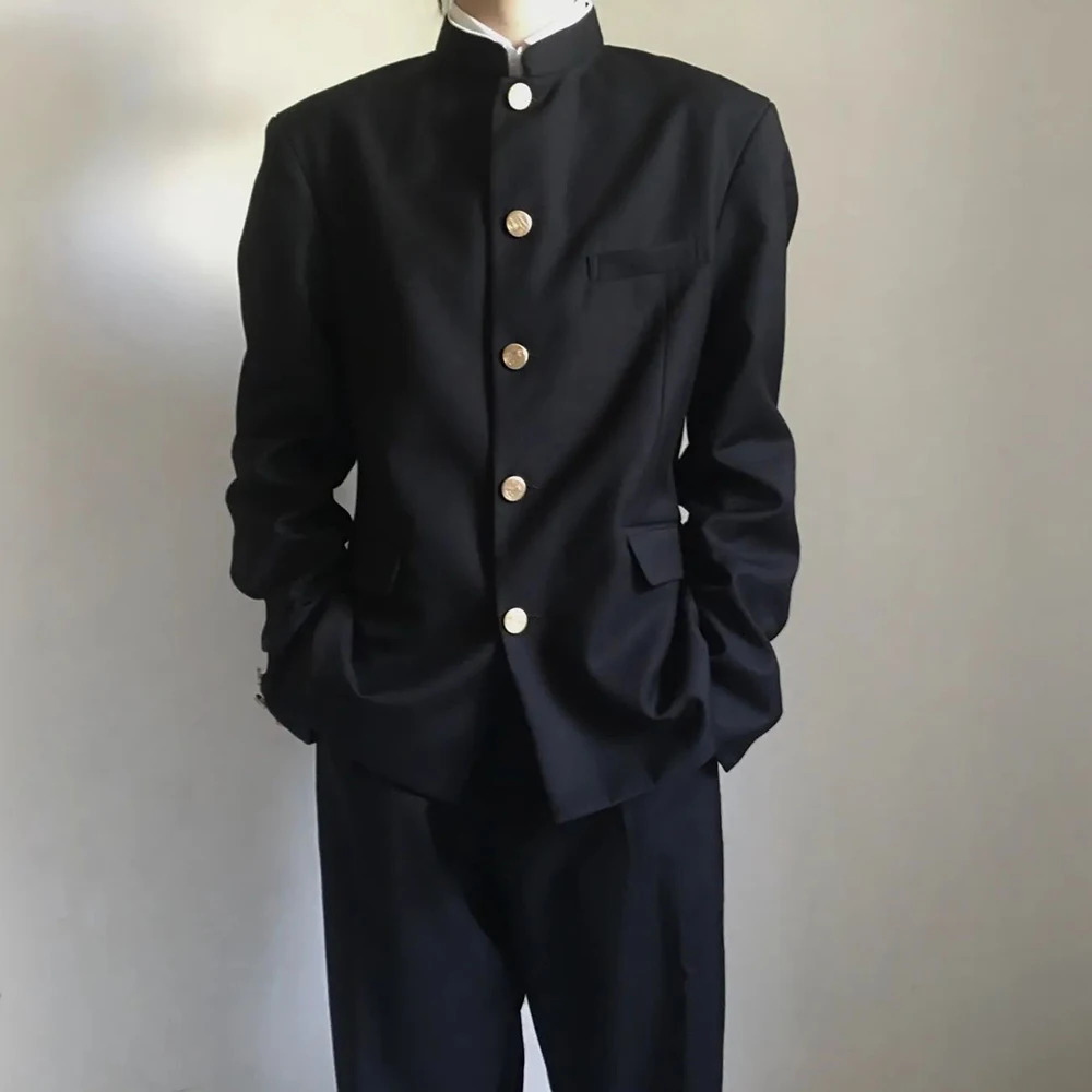 Japanese College Uniform Jacket Stand-up Collar Suit Jacket Top Mens Spring Summer College Wind Trend Men Coat School Uniform 240126