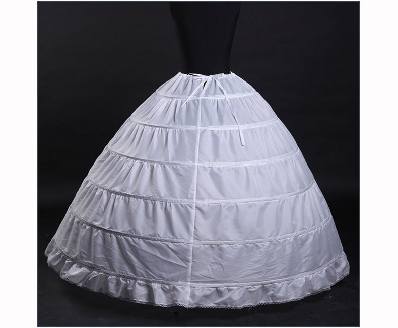 White 6 Hoops Ball Gown Petticoats For Wedding Dress Skirt Long Puffy Crinoline Underskirt For Gothic Red Black Petticoat