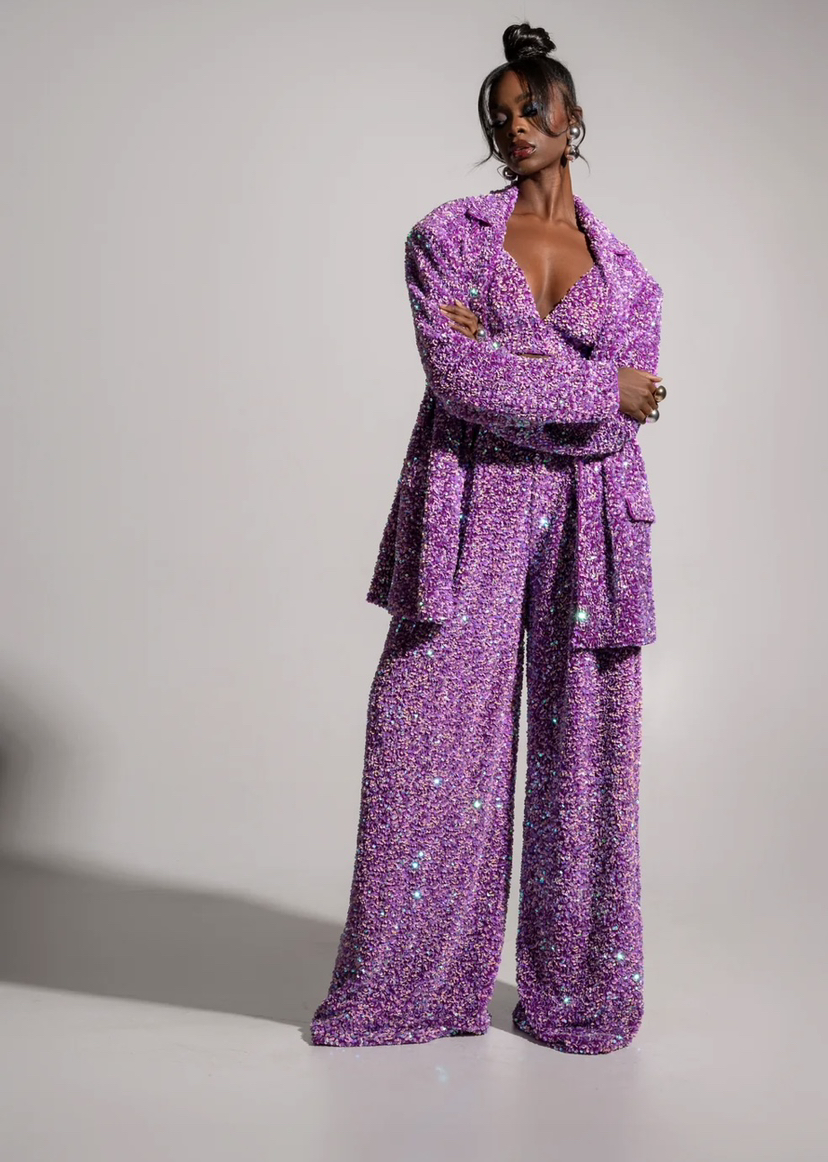 Velour Sequins Women Pants Suits Spring Royal Blue Fashion 3 Pieces Mother Of Bride Blazer Tuxedos Custom Made Wear Trousers Sets