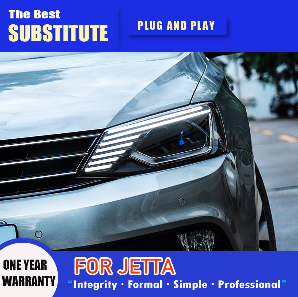 Front Lamp Dynamic Streamer Turn Signal For VW Jetta MK6 LED Headlight Assembly 12-18 Daytime Running Light Car Accessories