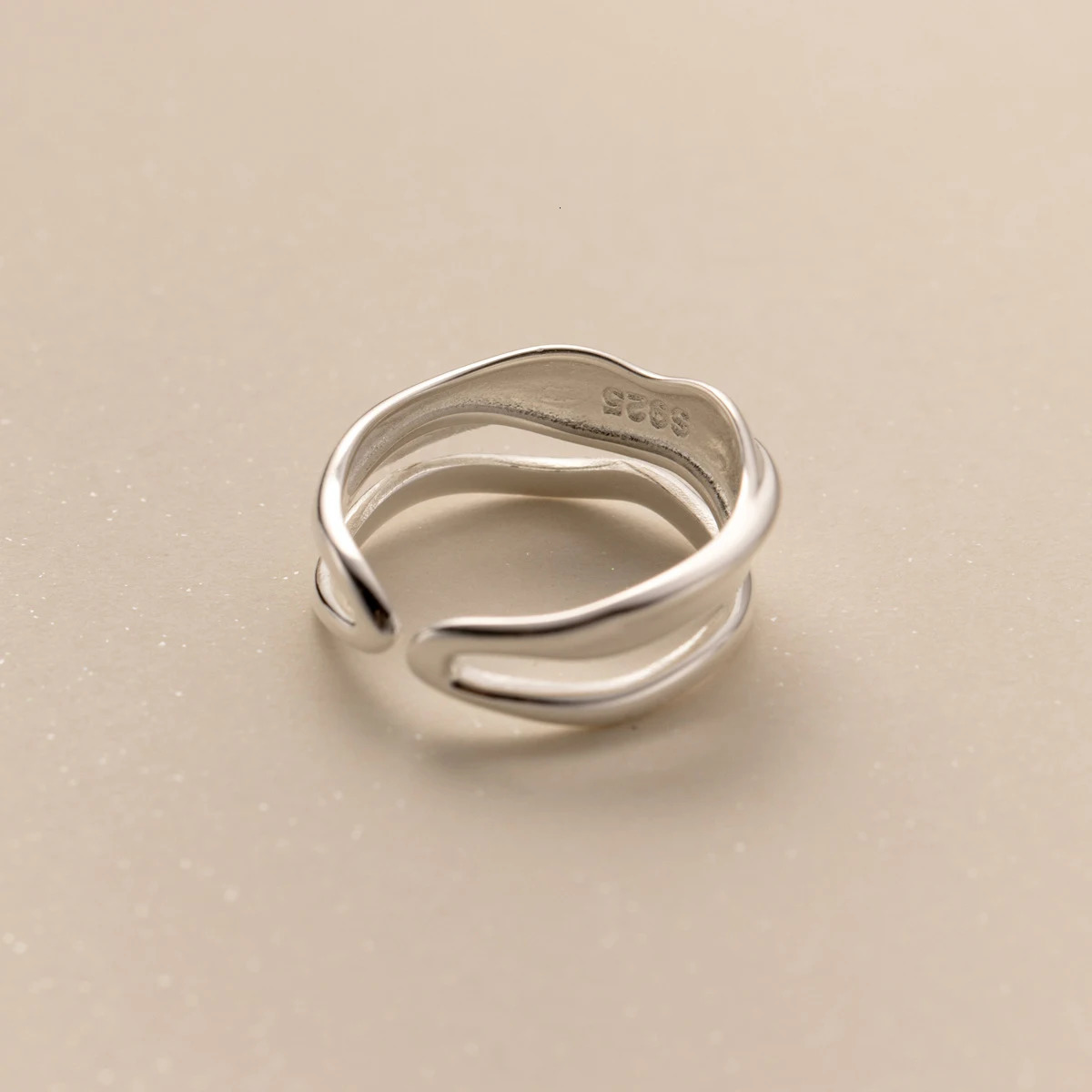 MODIAN 925 Sterling Silver Irregular Line Trendy Open Ring Size 6-8 Simple Stackable Wave Finger Rings For Women Fine Jewelry 240125