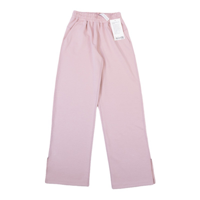 LU-1460 Yoga Softstreme Pants Split-Hem Long Ladies High Waist Soft Fabric Straight Jogger Trousers Shows Legs Yoga Fitness Pants