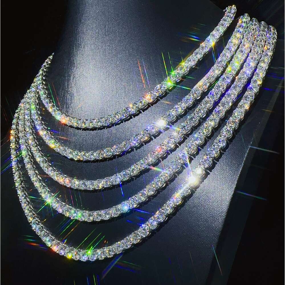 Necklace Tennis Chain bracelet Hip Hop Jewelry Pass Dia Tester 6mm vvs moissanite iced out cuban chain for men women
