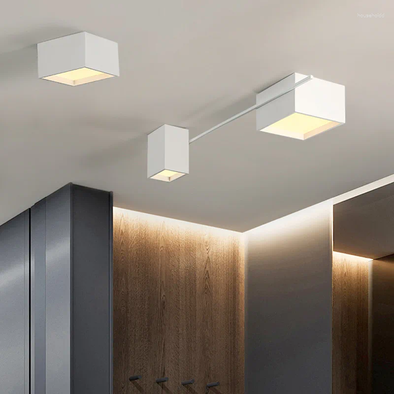 Lights Ceiling Nordic Creative Acrylic Lamp Black White Lron Light Art Living Room Dining Simple Modern LED Bedroom Study