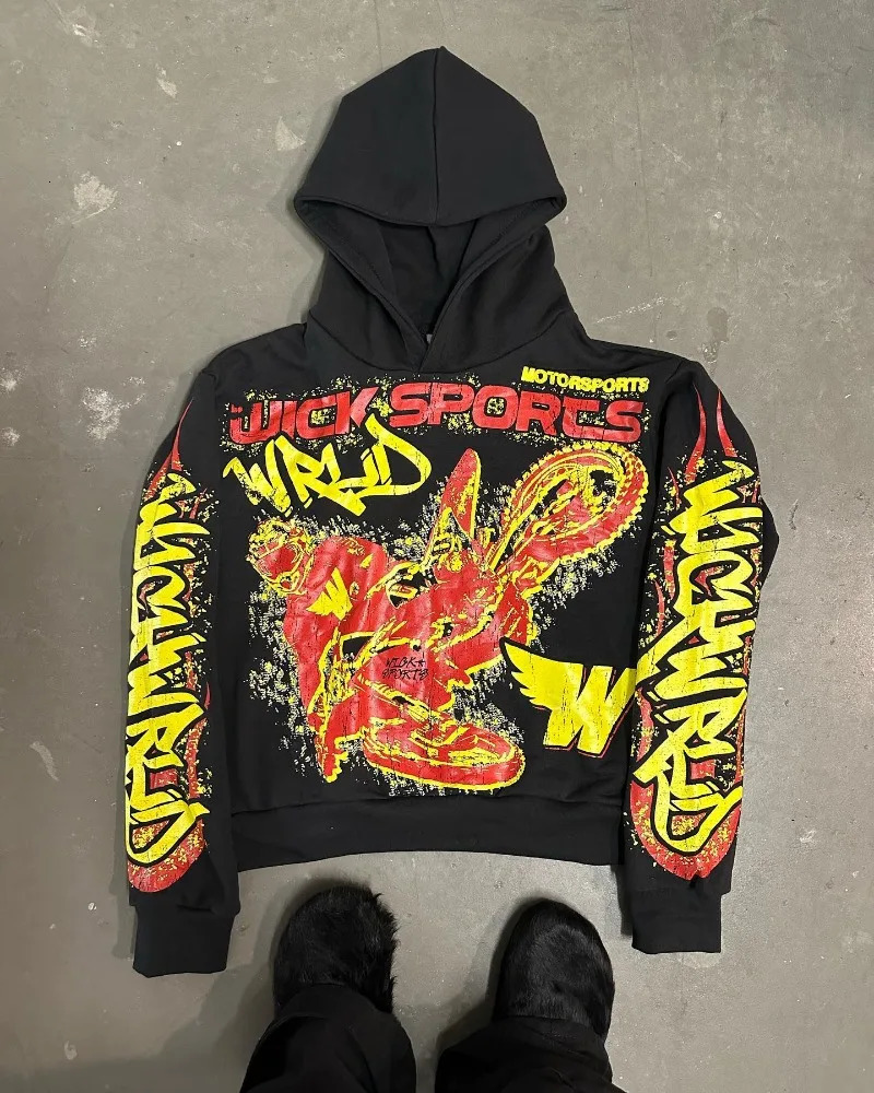 American street lettering Print hoodie Winter Men y2k Goth Harajuku Vintage hoodie couple casual loose fashion sweatshirt 240131