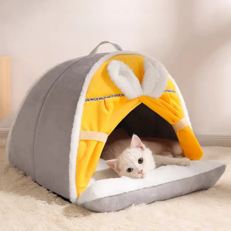 Winter Warm House Super Soft Comfortable Sleeping Cave Thick Cute Little and Dog Tent Windproof Cat Bed Nest Pet Supplies 240131