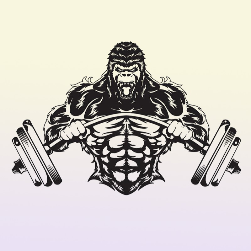Gym Wall Decal Custom Fitness Decor Workout Art Sticker Gorilla Gym Quote Stickers Motivation Crossfit A732 2103082836018