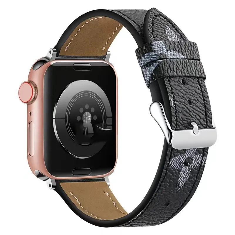 Leather Watch Band for apple watch straps Series 9 8 7 6 SE 5 4 3 2 1 for iwatch 38mm 42mm Wrist for I Watch Bands 38mm 44mm 40 41mm 45mm 49mm PU Leather fashion L Flower LX00510