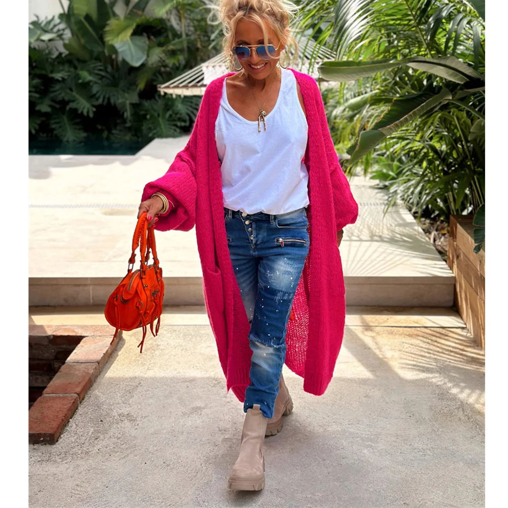 Knitted Cardigan Women Striped Patchwork Elegant Loose Long Outerwear Y2k Sweater Coat Soft Cover Up Fashon Streetwear 240131