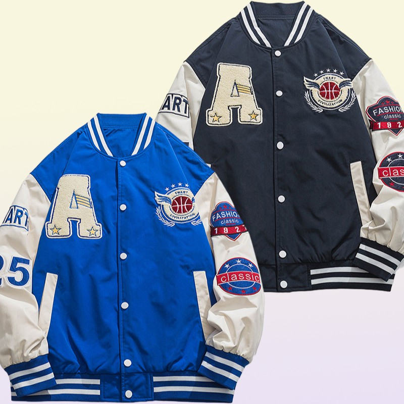 Mens Jackets Thin Light Letterman A Embroidery Patchwork Stadium Award University Men Baseball Bomber Jacket Unisex Women Varsity