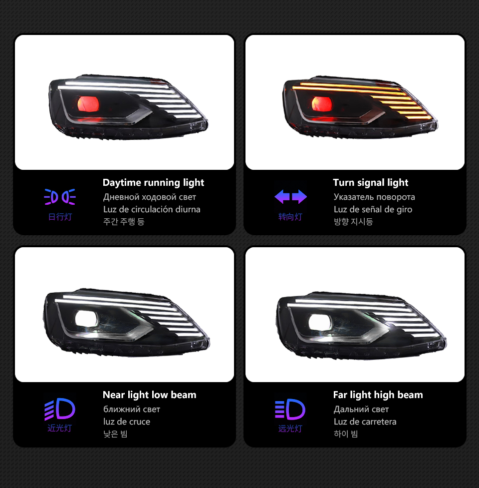 Front Lamp Dynamic Streamer Turn Signal For VW Jetta MK6 LED Headlight Assembly 12-18 Daytime Running Light Car Accessories