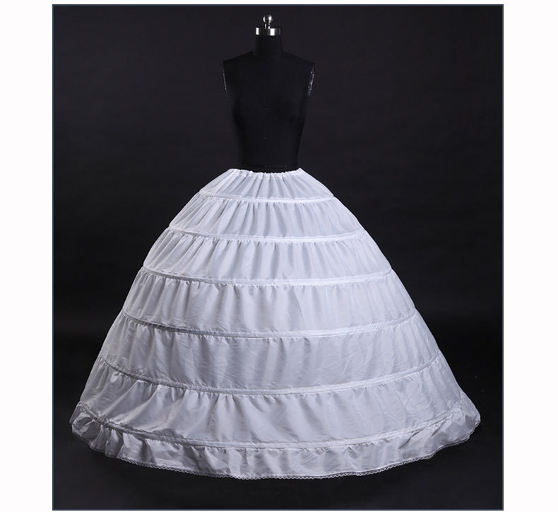 White 6 Hoops Ball Gown Petticoats For Wedding Dress Skirt Long Puffy Crinoline Underskirt For Gothic Red Black Petticoat