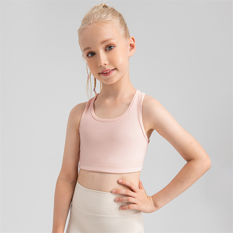 LM Kids Yoga Sports Bra Short Sleeve for Girls Tank Top reathable Seamless Quick Dry Children's Fintness Sports Summer T Shirt 33106