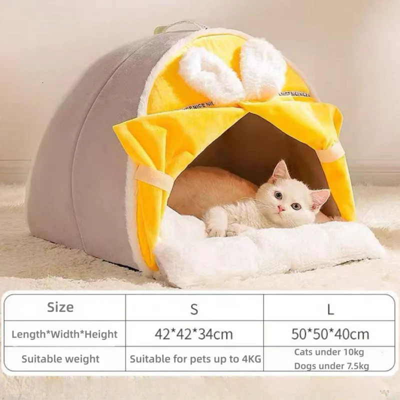 Winter Warm House Super Soft Comfortable Sleeping Cave Thick Cute Little and Dog Tent Windproof Cat Bed Nest Pet Supplies 240131