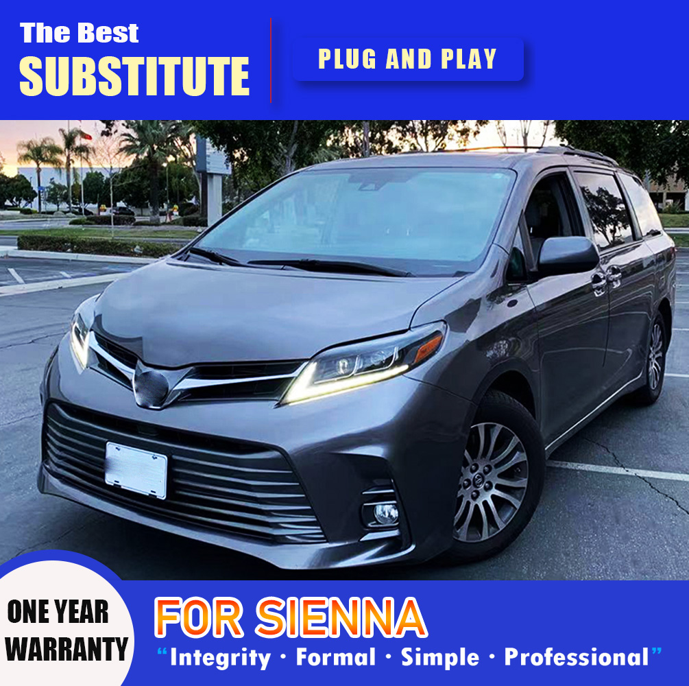 Front Lamp DRL Daytime Running Light Streamer Turn Signal For Toyota Sienna LED Headlight Assembly 11-19 Car Accessories
