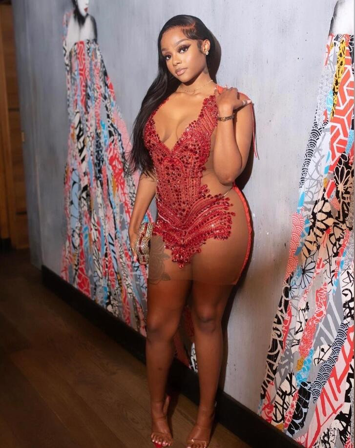 Red Gold Sparkly Short Black Girl Prom Birthday Dresses for Women Luxury Diamond See Through Cocktail Gown robe de soiree evening