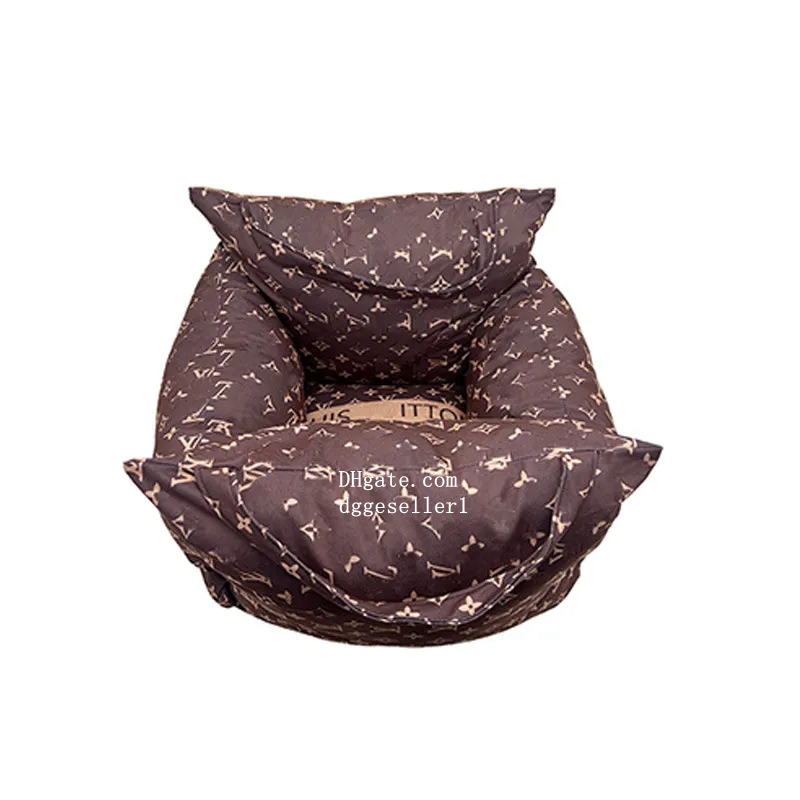 Designer Dog Car Seat for Small Dogs Booster with ic Letter Pattern Soft Pet Carseat Puppy Travel Carrier Bed Khaki M43 Free shipping