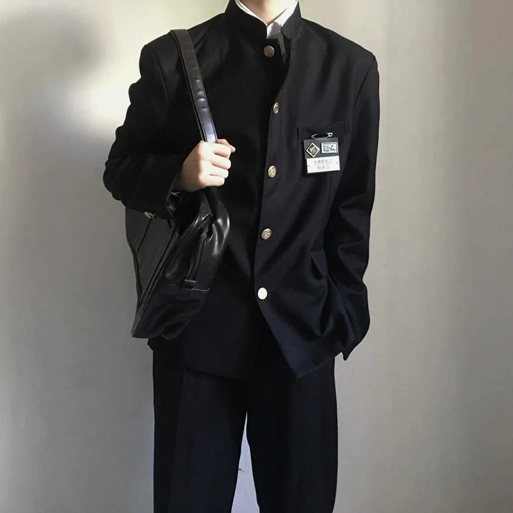 Japanese College Uniform Jacket Stand-up Collar Suit Jacket Top Mens Spring Summer College Wind Trend Men Coat School Uniform 240126