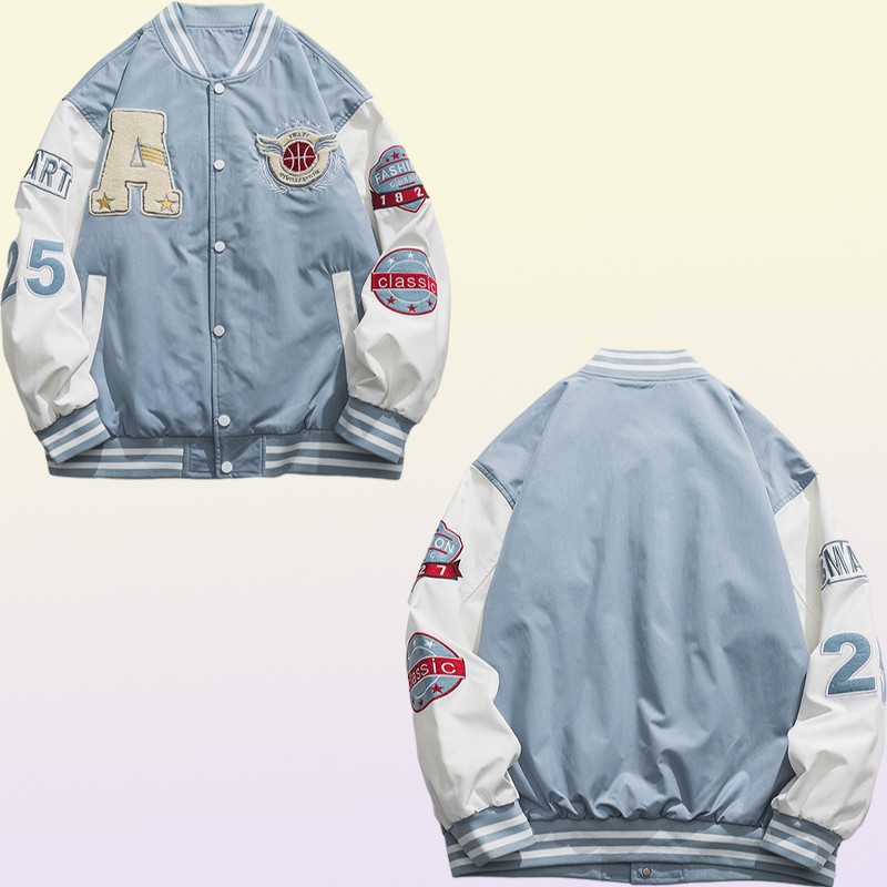 Mens Jackets Thin Light Letterman A Embroidery Patchwork Stadium Award University Men Baseball Bomber Jacket Unisex Women Varsity