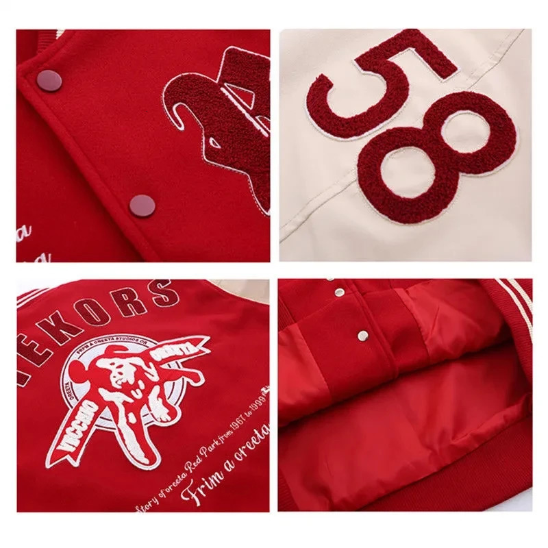 Hip Hop Baseball Bomber Jacket Men Loose Unisex College Letter Embroidery Vintage Varsity Patchwork Coat Streetwear Spring 240126