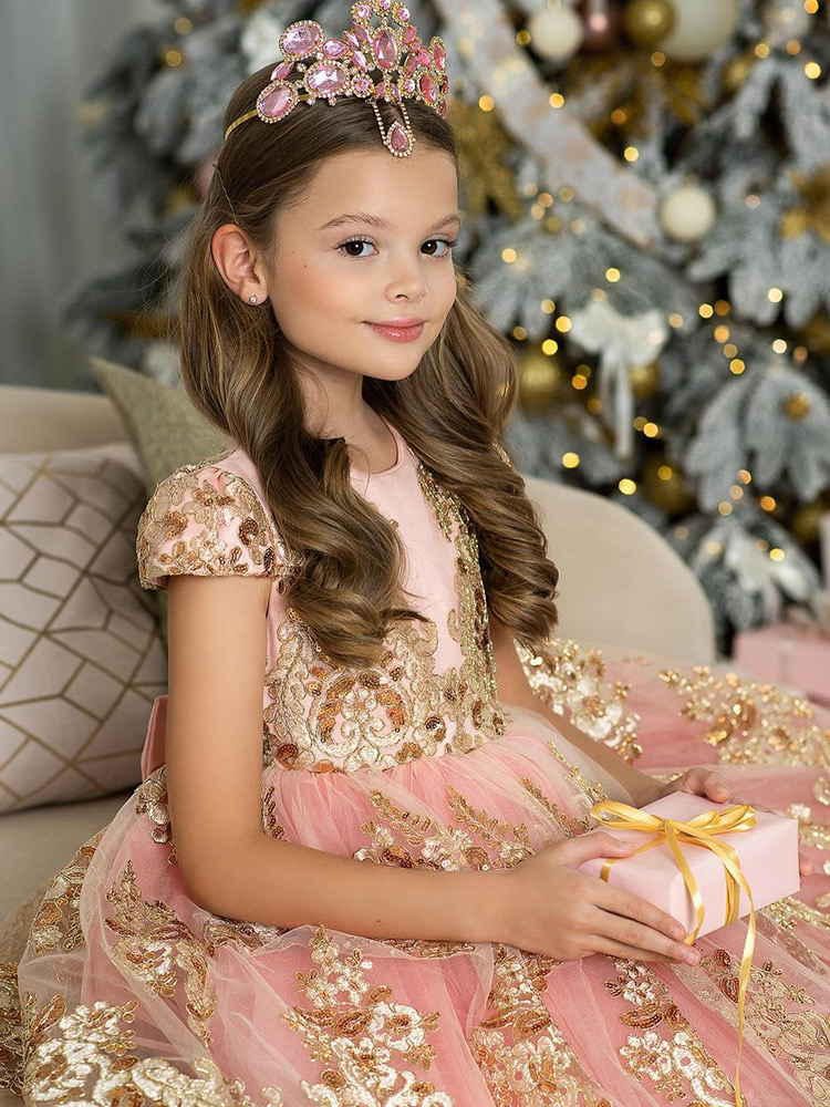 2024 Pink Girls Princess Ball Organza Flower Girl Dresses Hand Made Flowers Beads Crystals Gold Lace Toddler Page Kids Birthday Pageant Wed Gown 403