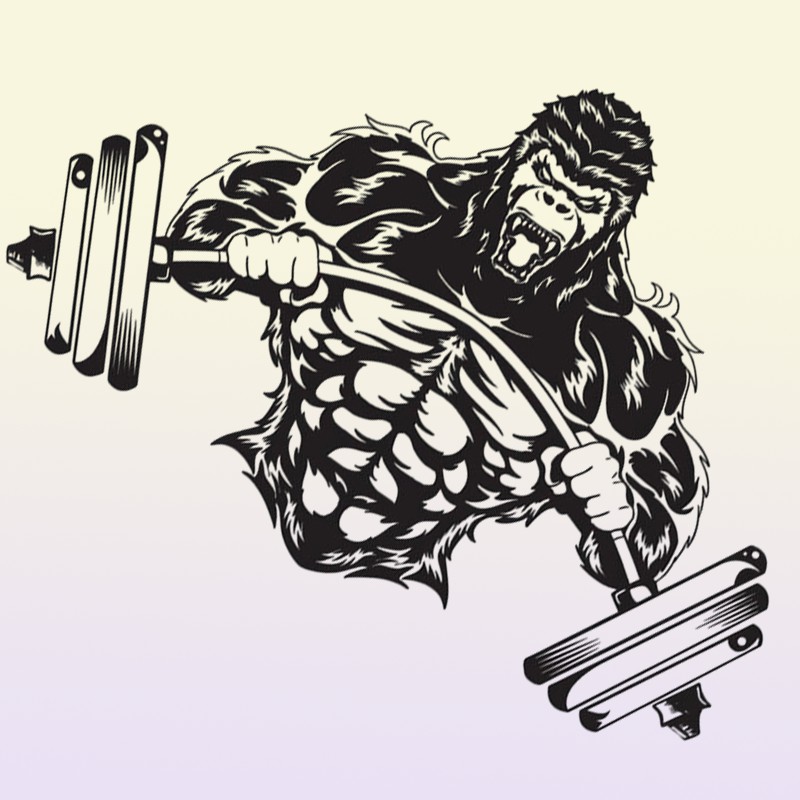 Gym Wall Decal Custom Fitness Decor Workout Art Sticker Gorilla Gym Quote Stickers Motivation Crossfit A732 2103082836018