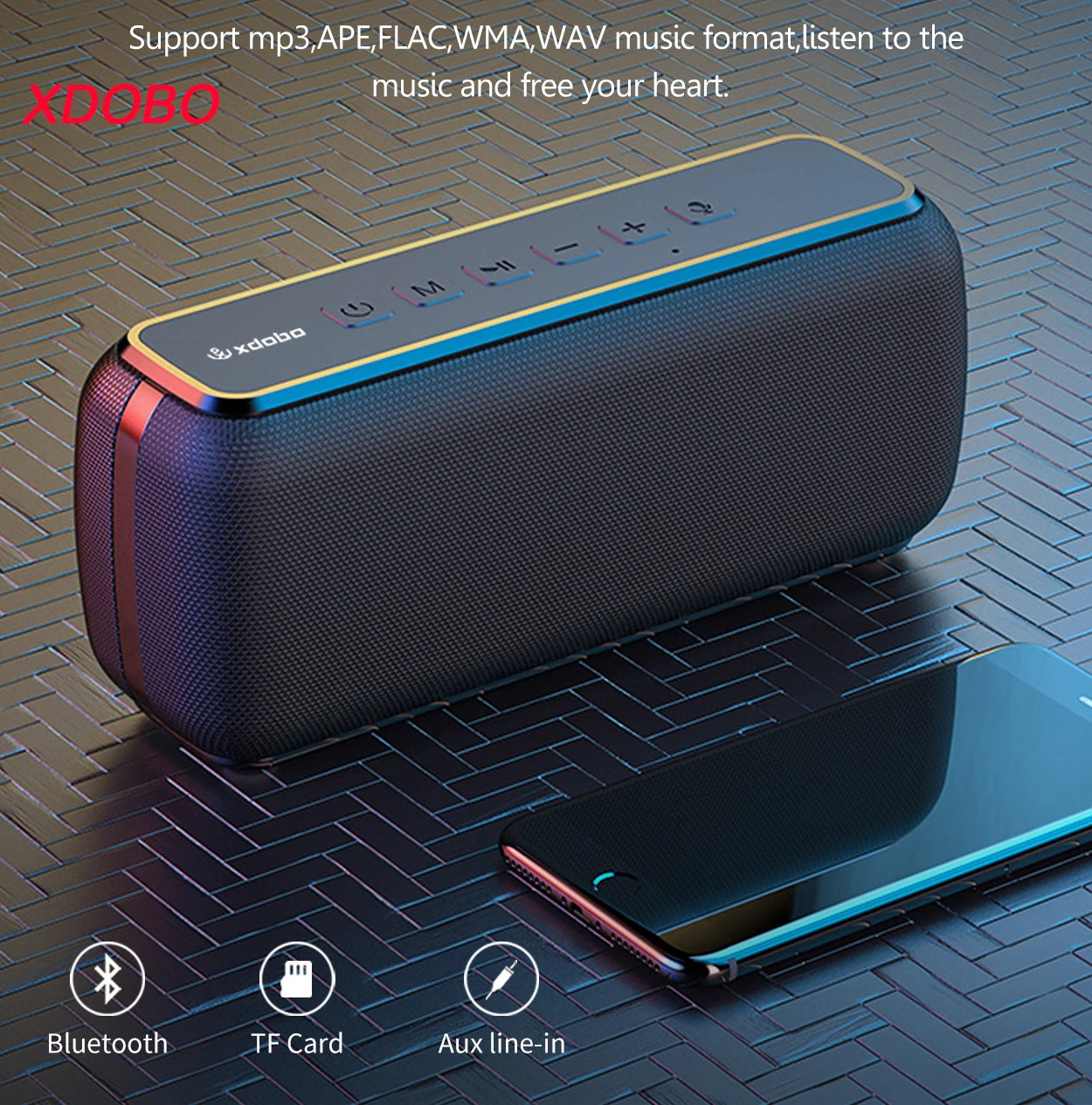 XDOBO X8 60W Portable Sers Bass Subwoofer Wireless Waterproof TWS 6600mAh Power Bank Function Suporrt USBTFAUX 240125