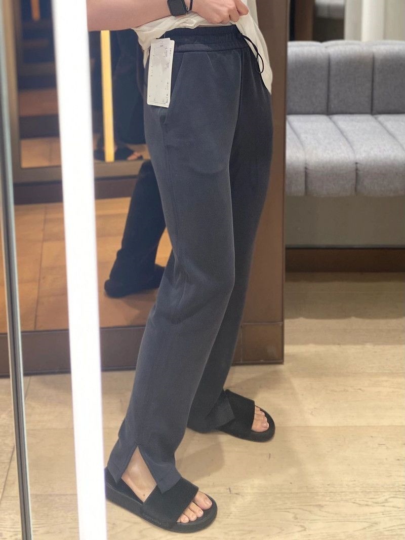 LU-1460 Yoga Softstreme Pants Split-Hem Long Ladies High Waist Soft Fabric Straight Jogger Trousers Shows Legs Yoga Fitness Pants