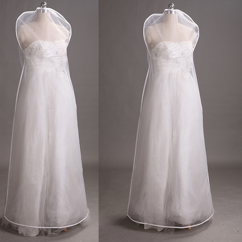 Illusion White Crystal Gauze Wedding Dress Dust Cover Long Wedding Gown Bag Dustproof Breathable transparent