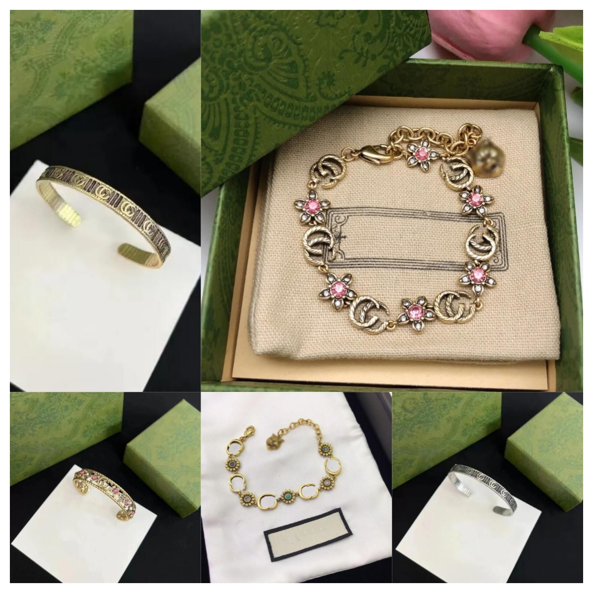Designer bracelet jewelry classical retro style with diamond bracelet Bangles Trendy Elegant Fashion Jewelry Charm Jewelry for Women and girl with box