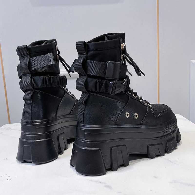 Rimocy Green Punk Chunky Platform Motorcycle Boots Women Autumn Winter Gothic Shoes Woman Thick Bottom Lace Up Ankle Botas MujerCL240801