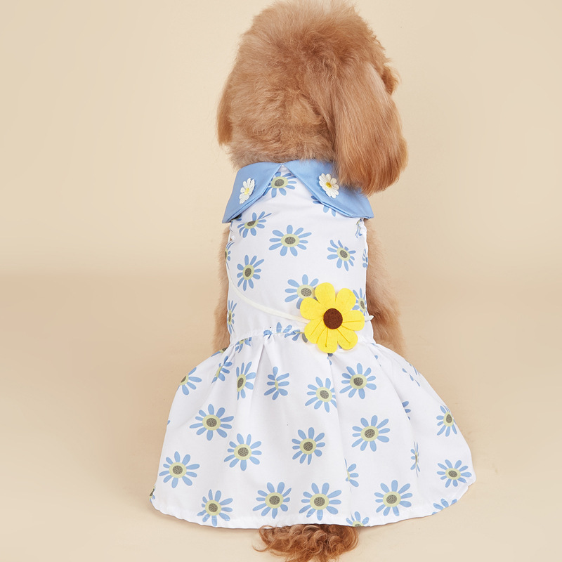 Pet clothing, cat cartoon printed suower dress, pet dog dress