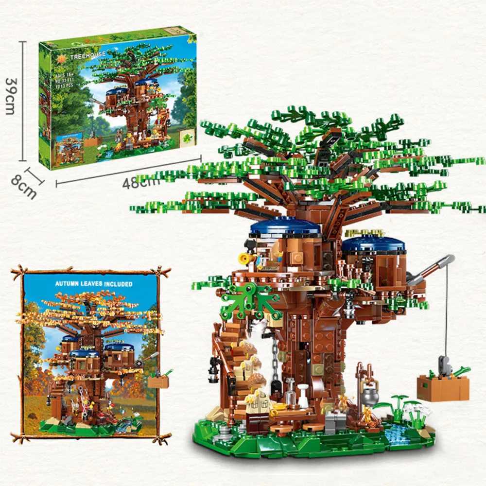 MOC 1013Pcs All Seasons Treehouse City Building Blocks Tree House creator Room Home Bricks Set Kids Children Toys Gift Y240731