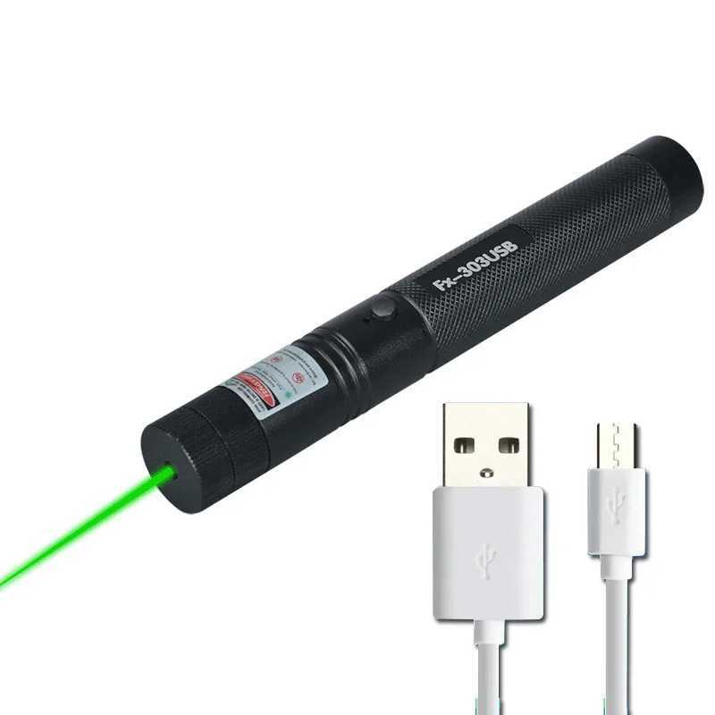 Usb Green Laser Pen Powerful Starry Laser Flashlight Beam Light Rechargeable USB Charging Lithium Battery Laser Survival Tools B240801