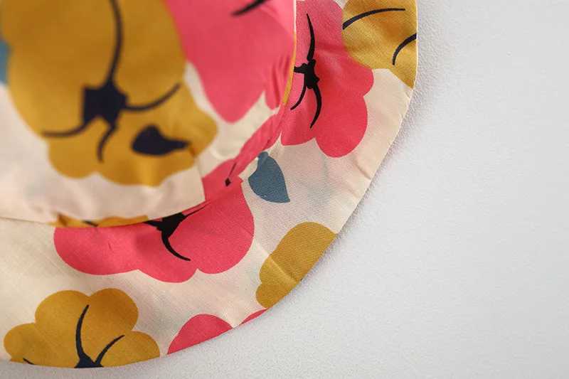 Summer Baby Girl Dress Flower Print Bow Princess Party Dress Hat Girl Outfits Children Clothes Set Toddler Infant Newborn DressY240809