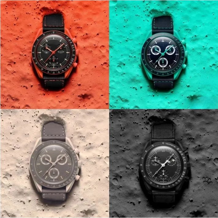 Moons watch Automatic Quarz Watch Bioceramic Mens Watches High Quality Water Proof Luminous Chronograph Leather Strap Wristwatches With Box