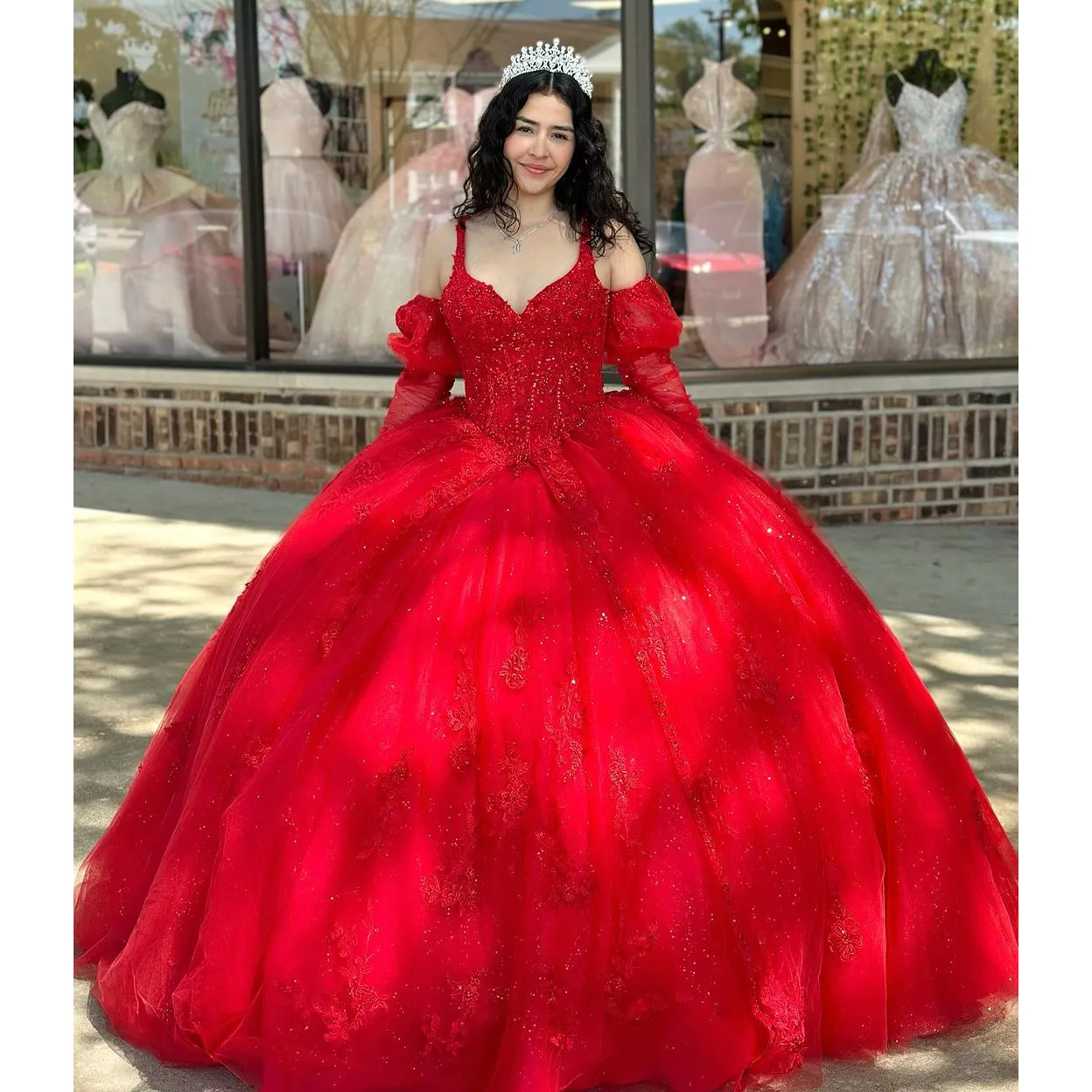 Luxury Red Quinceanera Dress Ball Gowns Beads Sequined Sparkly Birthday Party Gown Sweet 15 16 Dresses Custom Made